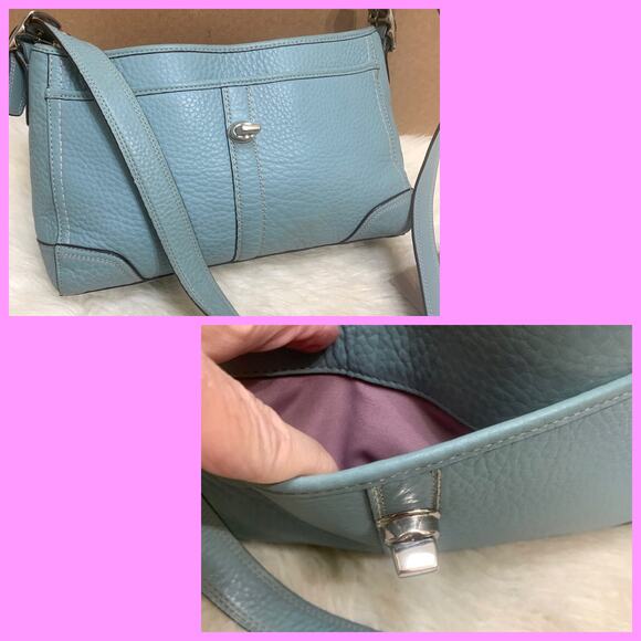 COACH HAMILTON Robins Egg Blue Leather Convertible Turn Lock Flap XBody F13957 - Picture 9 of 16